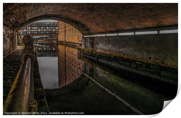 Rochdale Canal in the heart of Manchester Print by Richard Perks