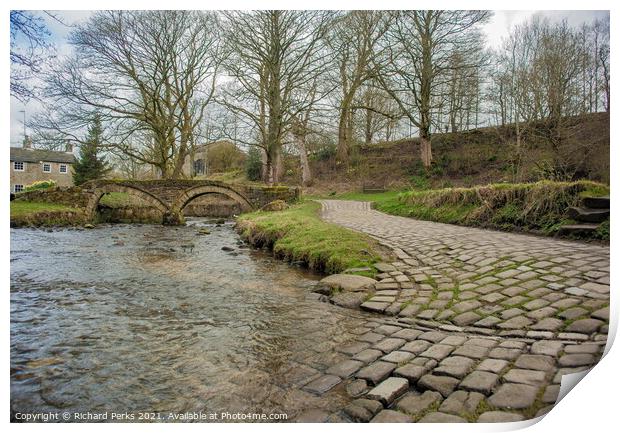 Wycoller Country Park river crossing Print by Richard Perks