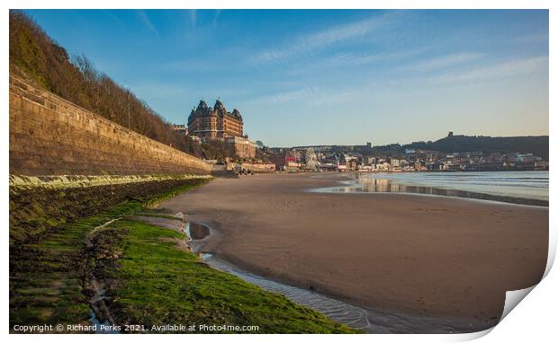 Scarborough Grand Hotel and seafront Print by Richard Perks
