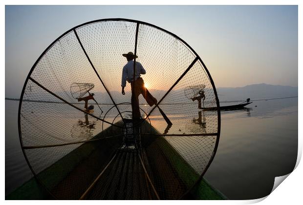 ASIA MYANMAR INLE LAKE Print by urs flueeler