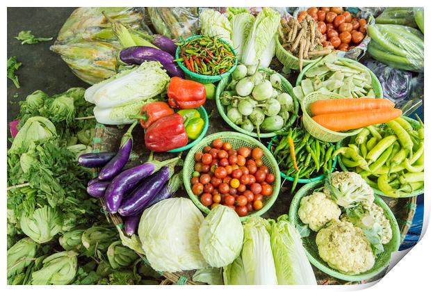 THAILAND MAE SAI FOOD MARKET Print by urs flueeler