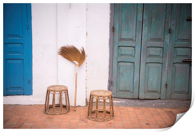 LAOS LUANG PRABANG OLD TOWN HOUSE Print by urs flueeler