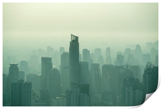 THAILAND BANGKOK CITY SKYLINE SUNRISE Print by urs flueeler