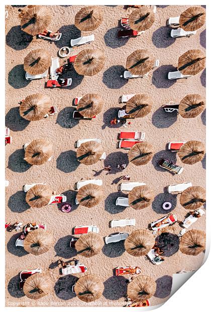 Beach Umbrellas Print, Beach People Print Print by Radu Bercan