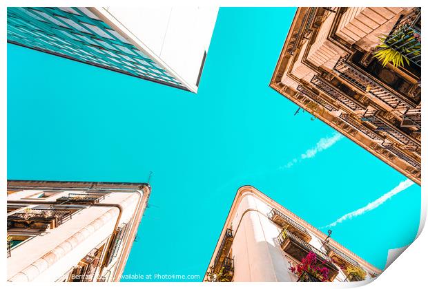 Looking Up, Barcelona City Travel, Gothic Quarter Print by Radu Bercan