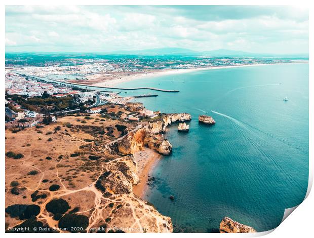 Aerial Ocean, Aerial Beach, Sea View In Portugal Print by Radu Bercan
