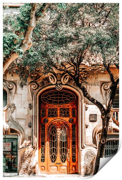 Modernist House Comalat Barcelona, Door Entrance Print by Radu Bercan