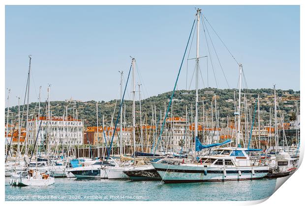 Luxurious Yachts And Boats In Cannes Harbor Port Print by Radu Bercan