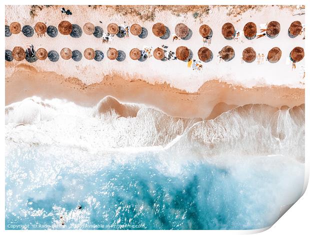 Ocean Waves, People Beach Aerial Print, Aerial Sea Print by Radu Bercan