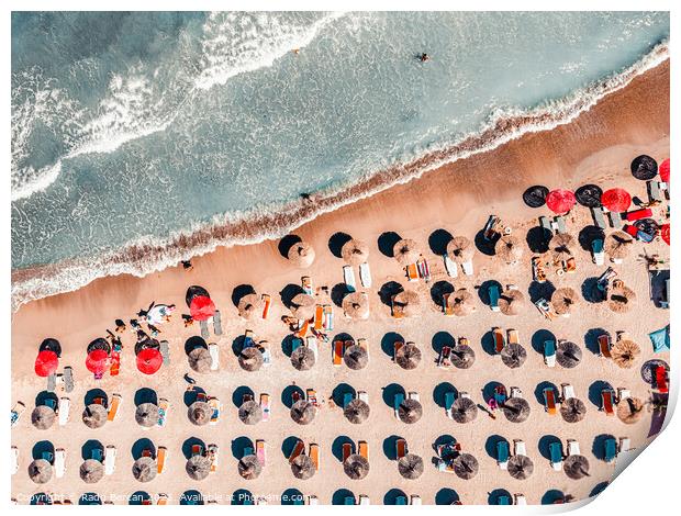 People On Beach, Aerial Beach Photography Print by Radu Bercan