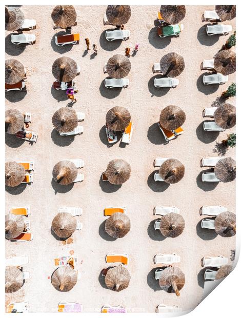 Beach Print, Aerial Beach Umbrellas, Bondi Beach Print by Radu Bercan