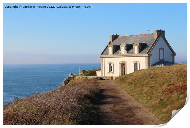 Lighthouse of Millier Point in Beuzec Cap Sizun Print by aurélie le moigne