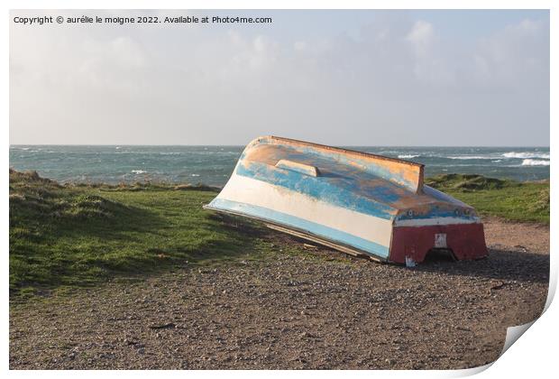 Boat turn upside down to winterize Print by aurélie le moigne