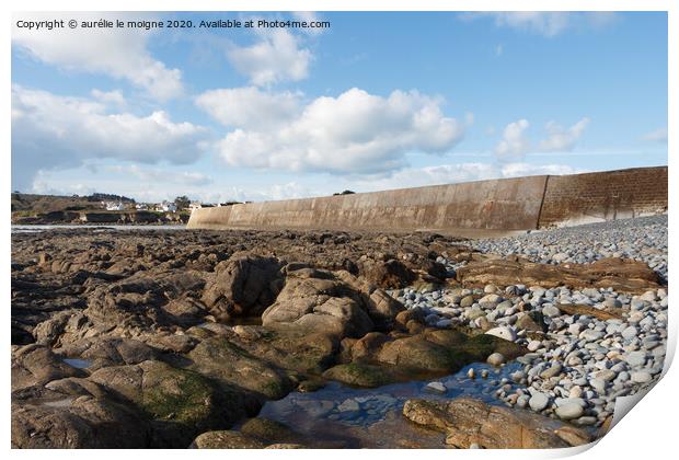 Breakwater of Le Loch harbor in Primelin Print by aurélie le moigne