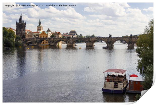 Vltava river in Prague Print by aurélie le moigne