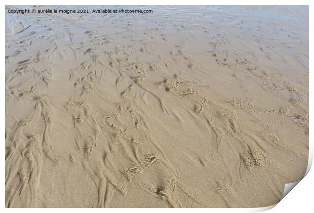 Water flowing on the sand Print by aurélie le moigne