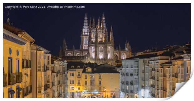 Night View of Burgos Cathedral, Spain Print by Pere Sanz