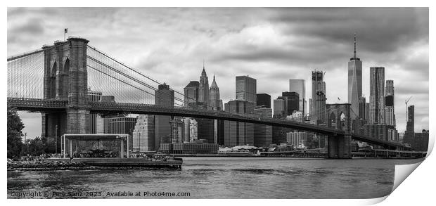 Manhattan Skyline from Brooklyn Bridge Print by Pere Sanz