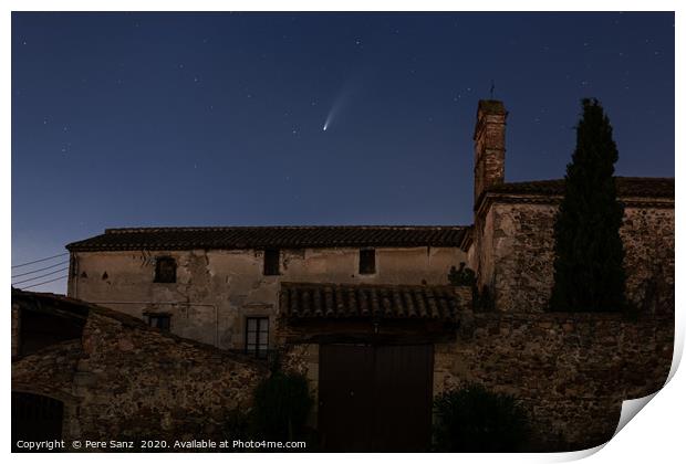 Comet Neowise over a Rural House  Print by Pere Sanz