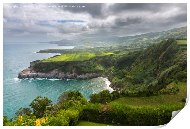 Northern coast of Sao Miguel, Azores Islands, seen Print by Pere Sanz