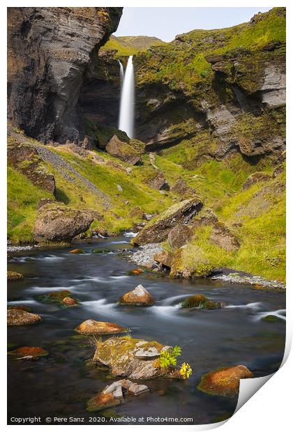 Kvernufoss Waterfall in South Iceland   Print by Pere Sanz