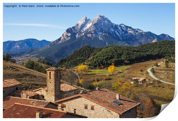 Gisclareny Village and Iconic Pedraforca Mountain  Print by Pere Sanz