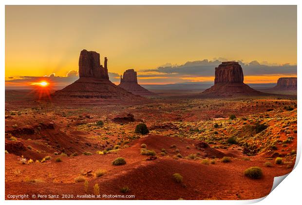 Sunrise over Monument Valley Panorama  Print by Pere Sanz