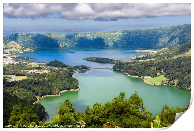 Lake of Sete Cidades from Vista do Rei viewpoint in Sao Miguel, Azores Print by Pere Sanz