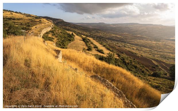 Sunlight over a Valley in Villarroya de los Pinares, Spain Print by Pere Sanz