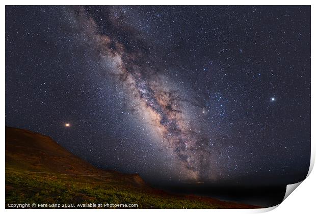 Summer Milky Way over Sant Antonio Volcano and vineyards in La P Print by Pere Sanz