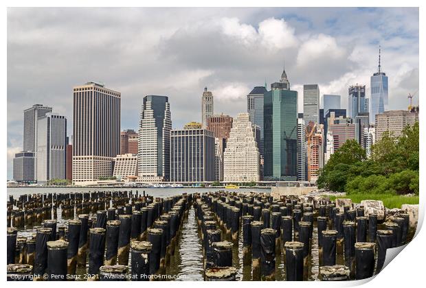 Lower Manhattan skyline view from Brooklyn, NYC, USA Print by Pere Sanz