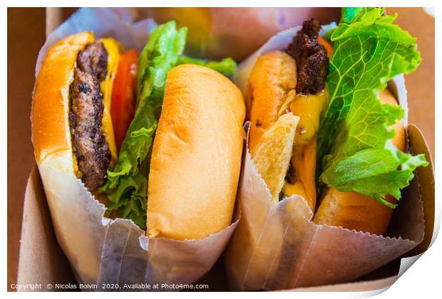 Fresh tasty cheeseburger Print by Nicolas Boivin