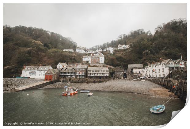 View of Clovelly from the harbour Print by Jennifer Hanks