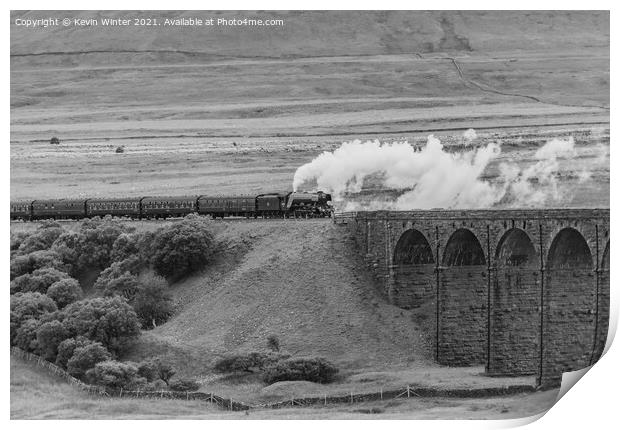 Flying Scotsman approaching Ribblehead Viaduct Print by Kevin Winter