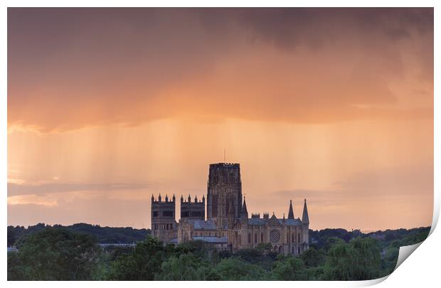 Durham Cathedral in the rain Print by Kevin Winter