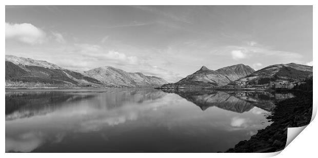 Loch Leven Panoramic in Black & White Print Print by Kevin Winter