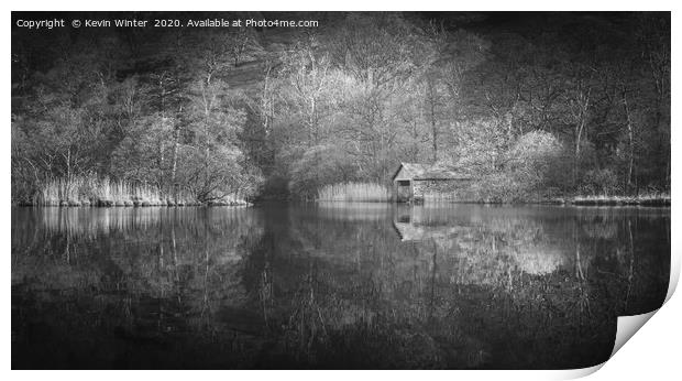 Rydal Boathouse Black & White Print by Kevin Winter