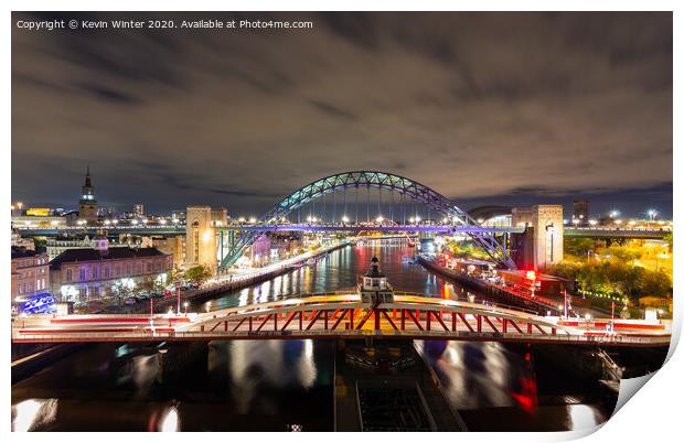Swing and Tyne bridges Print by Kevin Winter
