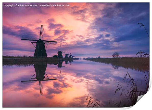 Kinderdijk Sunrise Print by Kevin Winter