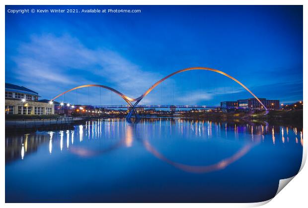 Tranquil Reflections of the Infinity Bridge Print by Kevin Winter