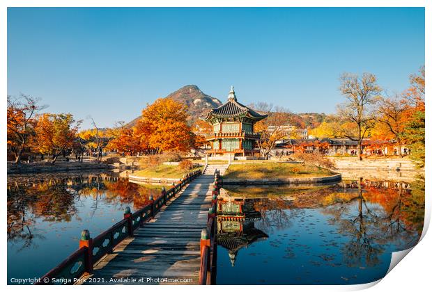 Autumn of Gyeongbokgung Palace in Seoul Print by Sanga Park