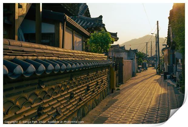 Korean traditional houses alley in Gyeongju Print by Sanga Park
