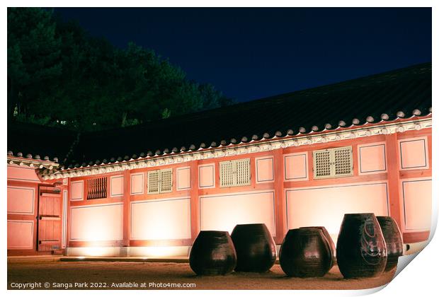 Night view of Korean traditional house Print by Sanga Park