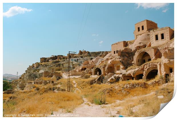 Cappadocia cave town Print by Sanga Park