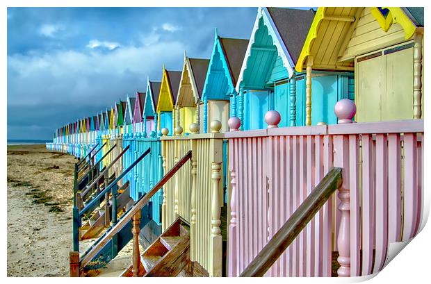 Pastel Beach Huts  Print by Alistair Duncombe