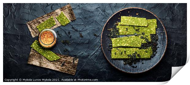 Kelp and spirulina chips, crispy seaweed Print by Mykola Lunov Mykola