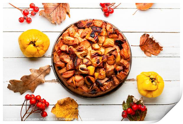 Autumn pie with quince Print by Mykola Lunov Mykola