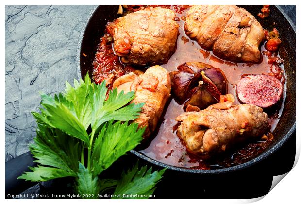 Chicken breast roll roast with figs Print by Mykola Lunov Mykola