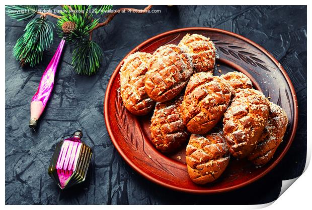 Homemade Christmas gingerbread or pastry. Print by Mykola Lunov Mykola
