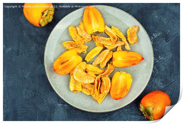 Dried persimmon fruits. Print by Mykola Lunov Mykola